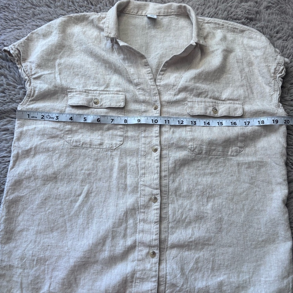 Old Navy Cream Linen Blend Shirt size Medium Minimalist - Picture 7 of 7